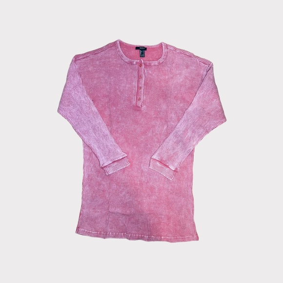 Forever 21 Mineral Wash Waffle Knit Mini Pink Dress - Picture 6 of 8